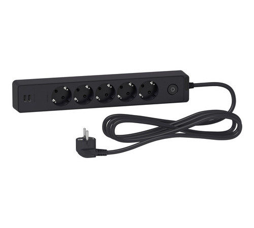 Удлинитель Schneider Electric UNICA EXTEND 5-местный, с выключателем, 3м, с заземлением, ST945U3B