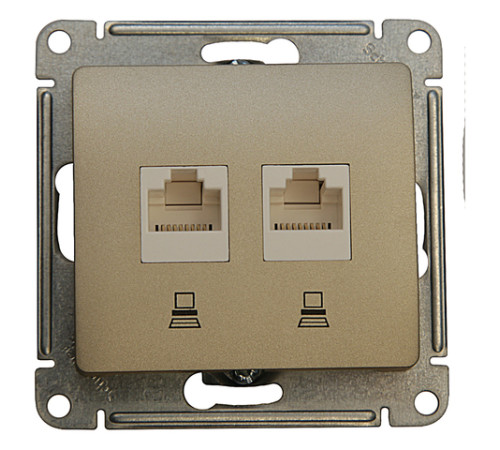 Розетка двойная компьютерная RJ45 Cat.5 Systeme Electric GLOSSA, титан