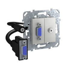 Коннектор VGA+mini-jack Schneider Electric UNICA TOP, скрытый монтаж, алюминий, MGU5.932.30ZD
