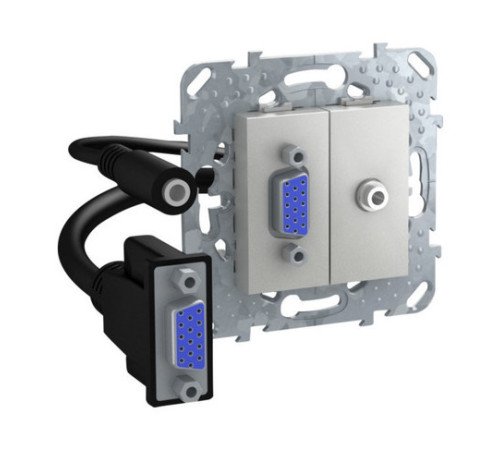 Коннектор VGA+mini-jack Schneider Electric UNICA TOP, скрытый монтаж, алюминий, MGU5.932.30ZD