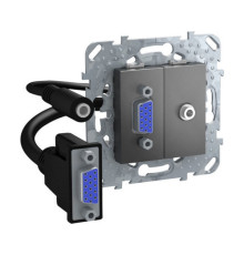 Коннектор VGA+mini-jack Schneider Electric UNICA TOP, скрытый монтаж, графит, MGU5.932.12ZD