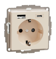 Розетка с 2xUSB Schneider Electric MERTEN SYSTEM M, скрытый монтаж, с заземлением, бежевый, MTN2367-0344