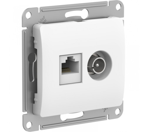 Розетка одиночная TV+RJ45 Glossa, белый