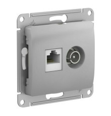 GLOSSA РОЗЕТКА двойная ТВ + компьютерная RJ45, кат. 5Е, механизм, АЛЮМИНИЙ