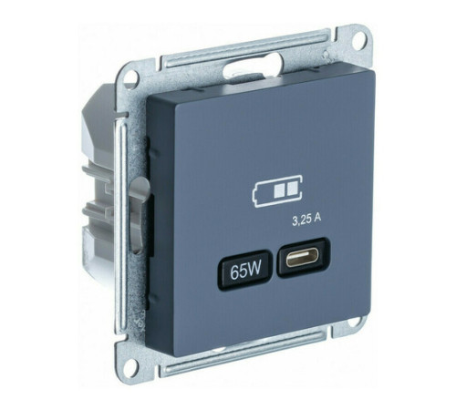 Розетка USB type C Systeme Electric ATLASDESIGN, скрытый монтаж, грифель, ATN000727