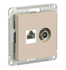 Розетка ТВ+компьютерная TV+RJ45 Systeme Electric ATLASDESIGN, скрытый монтаж, песочный, ATN001289