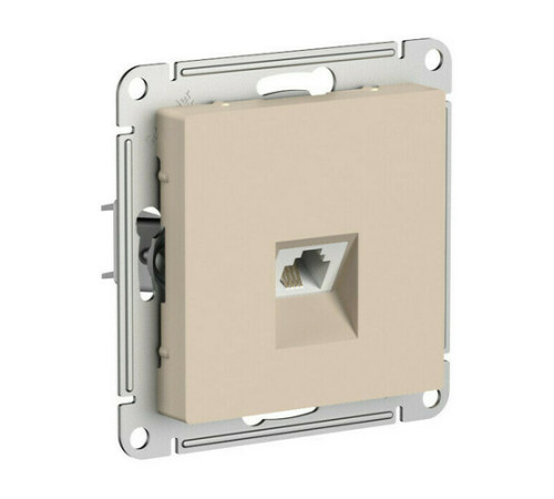 Розетка телефонная RJ11 Systeme Electric ATLASDESIGN, скрытый монтаж, песочный, ATN001281