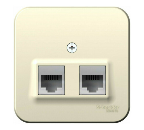 Розетка телефонная+компьютерная RJ11+RJ45 Systeme Electric BLANCA, открытый монтаж, молочный, BLNIA045112
