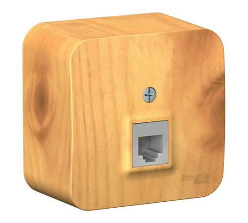 Розетка телефонная RJ11 Systeme Electric BLANCA, открытый монтаж, ясень, BLNIA011005