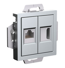 Розетка HDMI+RJ45 Systeme Electric ATLASDESIGN, скрытый монтаж, алюминий, ATN000382