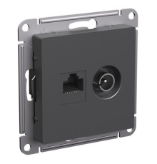 Розетка ТВ+компьютерная TV+RJ45 Systeme Electric ATLASDESIGN, скрытый монтаж, базальт, ATN001489
