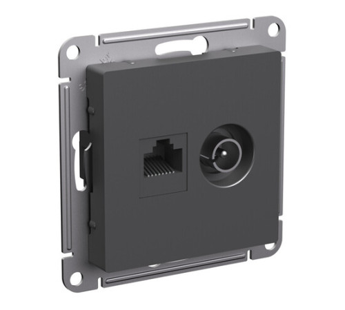 Розетка ТВ+компьютерная TV+RJ45 Systeme Electric ATLASDESIGN, скрытый монтаж, базальт, ATN001489