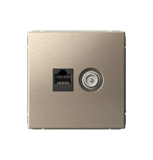 Розетка компьютерная 2xRJ45 Systeme Electric ARTGALLERY, скрытый монтаж, шампань, GAL000588