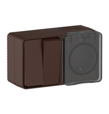 Systeme Electric AtlasDesign Profi54 Наруж Коричневый Блок: Роз. з/к со шт. 16А, Выкл. 2-клав.10А
