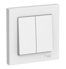 Выключатель 2-клавишный Systeme Electric ATLASDESIGN, скрытый монтаж, белый