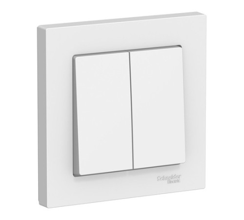 Выключатель 2-клавишный Systeme Electric ATLASDESIGN, скрытый монтаж, белый