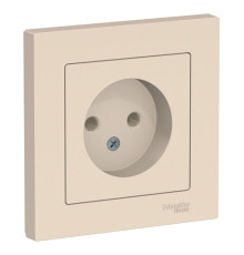 Розетка с рамкой Systeme Electric ATLASDESIGN, скрытый монтаж, без заземления, винтовые клеммы, бежевый