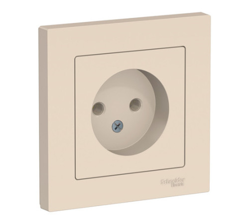 Розетка с рамкой Systeme Electric ATLASDESIGN, скрытый монтаж, без заземления, винтовые клеммы, бежевый