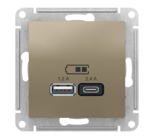 Розетка 2xUSB Systeme Electric ATLASDESIGN, шампань