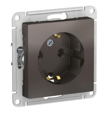 Розетка Systeme Electric ATLASDESIGN, скрытый монтаж, с заземлением, мокко