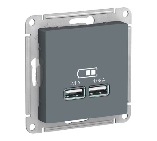 Розетка 2xUSB Systeme Electric ATLASDESIGN, грифель