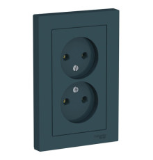 Розетка двухместная Systeme Electric ATLASDESIGN, скрытый монтаж, без заземления, изумруд