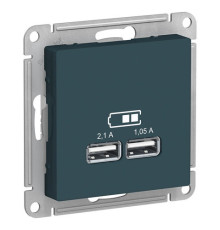 Розетка 2xUSB Systeme Electric ATLASDESIGN, изумруд