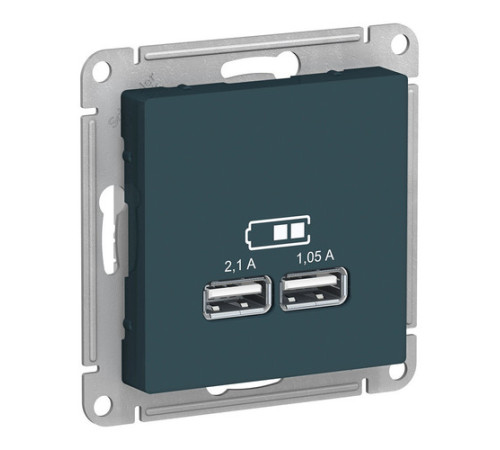 Розетка 2xUSB Systeme Electric ATLASDESIGN, изумруд