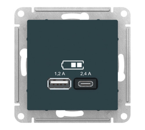 Розетка 2xUSB Systeme Electric ATLASDESIGN, изумруд