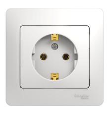 Розетка Systeme Electric GLOSSA, скрытый монтаж, с заземлением, белый