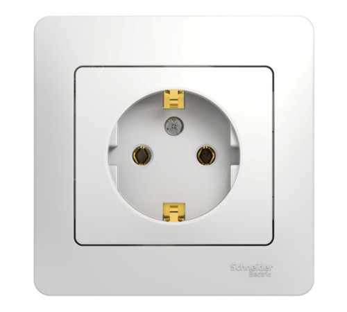 Розетка Systeme Electric GLOSSA, скрытый монтаж, с заземлением, белый