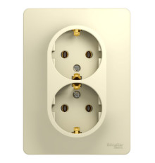 Розетка двухместная Systeme Electric GLOSSA, скрытый монтаж, с заземлением, бежевый