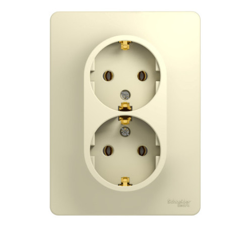 Розетка двухместная Systeme Electric GLOSSA, скрытый монтаж, с заземлением, бежевый