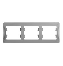 Рамка 3 поста Systeme Electric GLOSSA, горизонтальная, алюминий