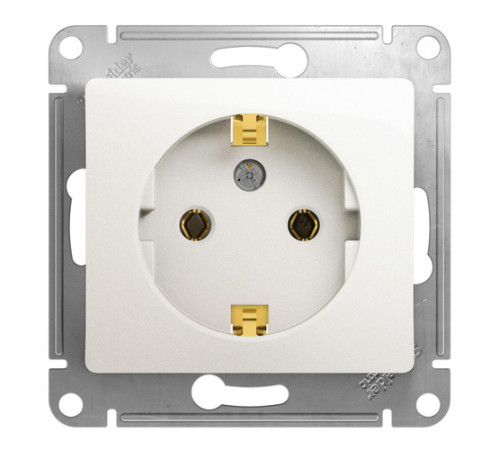 Розетка Systeme Electric GLOSSA, скрытый монтаж, с заземлением, перламутр