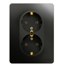 Розетка двухместная Systeme Electric GLOSSA, скрытый монтаж, с заземлением, антрацит