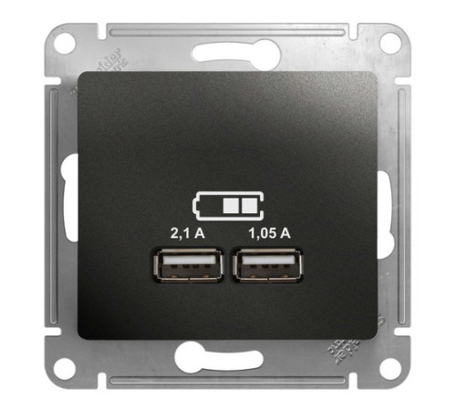 Розетка 2xUSB Systeme Electric GLOSSA, антрацит