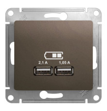 Розетка 2xUSB Systeme Electric GLOSSA, шоколад