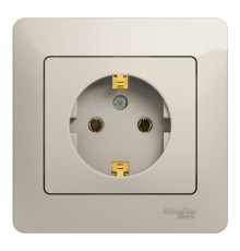 Розетка Systeme Electric GLOSSA, скрытый монтаж, с заземлением, молочный