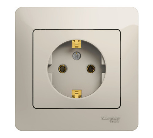 Розетка Systeme Electric GLOSSA, скрытый монтаж, с заземлением, молочный