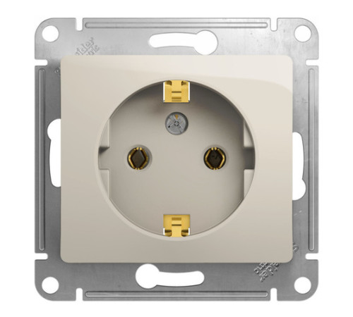 Розетка Systeme Electric GLOSSA, скрытый монтаж, с заземлением, молочный