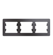 Рамка 3 поста Systeme Electric GLOSSA, горизонтальная, графит
