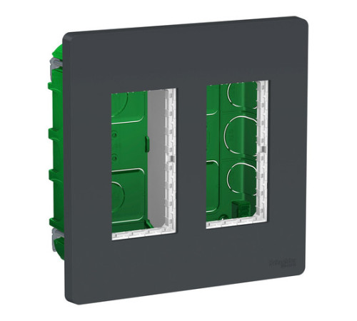 UNICA SYSTEM+ БЛОК скрытой установки 2х2 АНТРАЦИТ