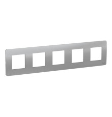 Рамка 5 постов Schneider Electric UNICA NEW STUDIO, монолитная, алюминий