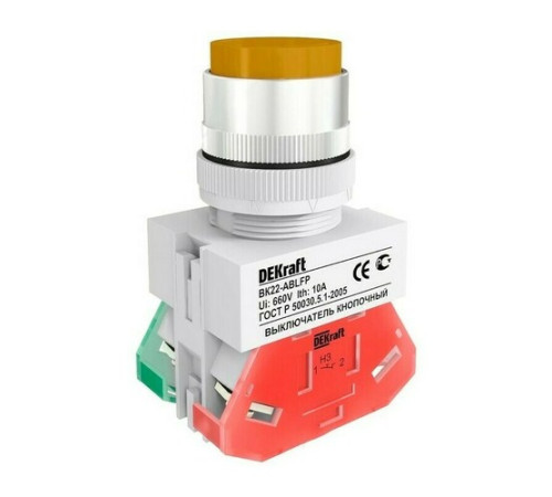 Выкл. кноп. с фикс. ABFP 22 мм жел. 220В ВK-22 DEKraft