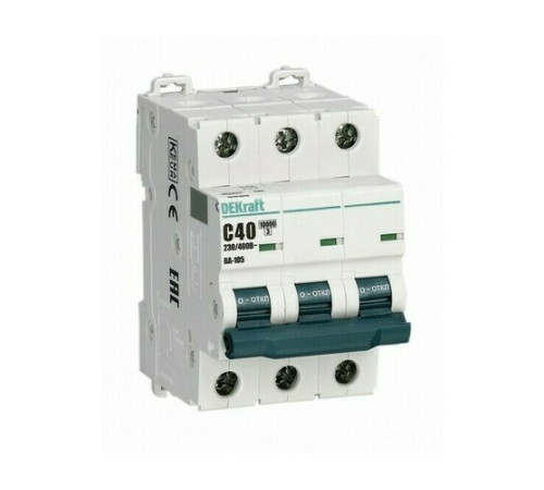 Автоматический выключатель DekRaft ВА-105, 3 полюса, 25А, С, 10 кА