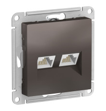 Розетка компьютерная 2xRJ45 Cat.5 Systeme Electric ATLASDESIGN, мокко
