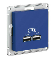 Розетка 2xUSB Systeme Electric ATLASDESIGN, скрытый монтаж, аквамарин, ATN001133