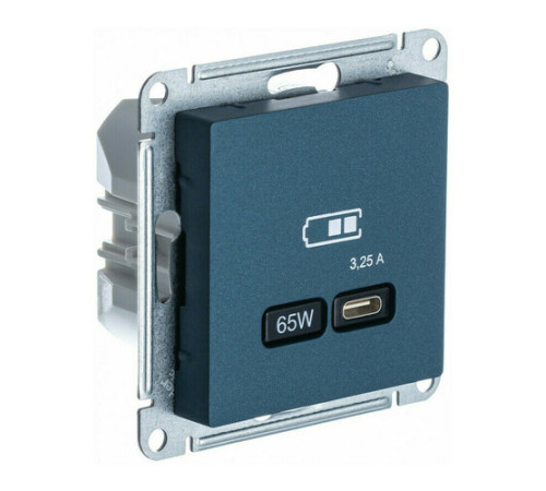 Розетка USB type C Systeme Electric ATLASDESIGN, скрытый монтаж, изумруд, ATN000827