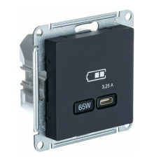 Розетка USB type C Systeme Electric ATLASDESIGN, скрытый монтаж, карбон, ATN001027